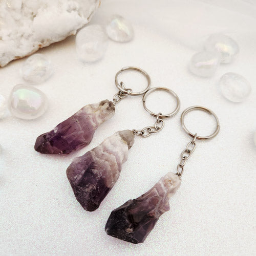 Chevron Amethyst Natural Point Keyring (assorted)