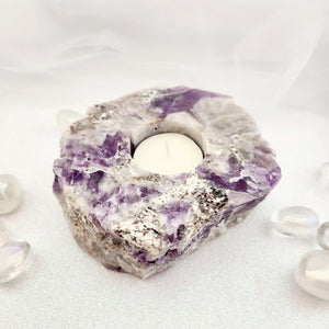 Chevron Amethyst Partial Polished Candle Holder