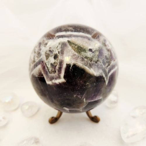 Chevron Amethyst Sphere (approx. 8.4cm diameter)