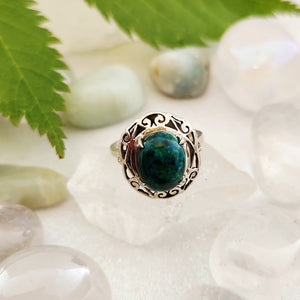 Chrysocolla Filigree Ring