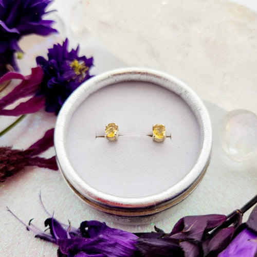 Citrine Faceted Oval Stud Earrings (sterling silver)