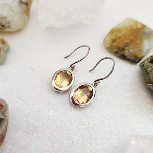 Citrine Oval Earrings - Sterling Silver