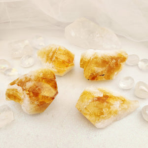 Citrine raw points with warm golden-orange colouring and natural facets