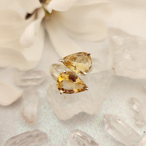 Citrine Twin Tear Drop Ring