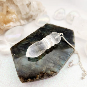 Clear Quartz Carved Pendulum