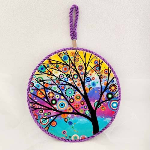 Colourful Hanging Trivet (fabric surround)