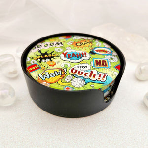 Comic Word Coasters | Glass | Set of 6
