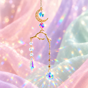 Crescent Moon Prism Suncatcher | Crystal Dart & Ball | Window Hanging