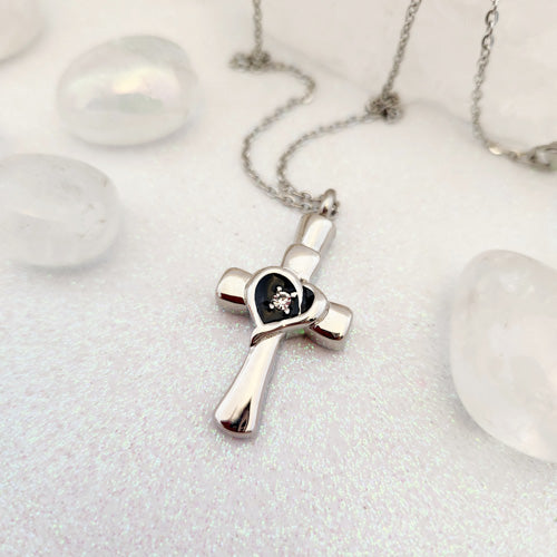 Cross Keepsake Memorial Pendant w. Chain (stainless steel)