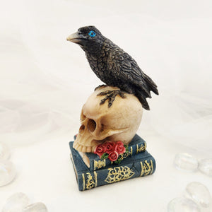 Crow, Skull, Books Stack