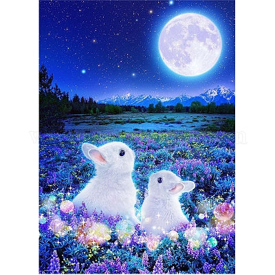 DIY Diamond Art Rabbits in a Field of Flowers Wall Art Kit (approx. 40x30cm)