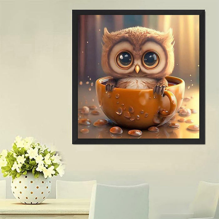 DIY Diamond Art Owl in a Tea Cup (approx.