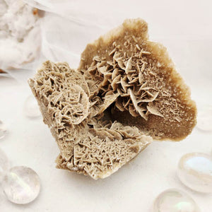 Desert rose selenite cluster with an unusual, rosette-like layered formation