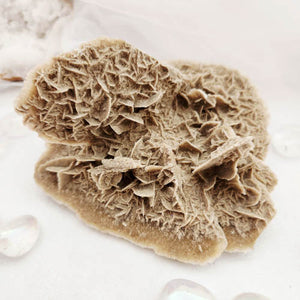 Desert rose selenite cluster with an unusual, rosette-like layered formation