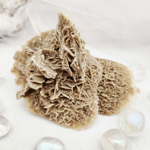 Desert rose selenite cluster with an unusual, rosette-like layered formation