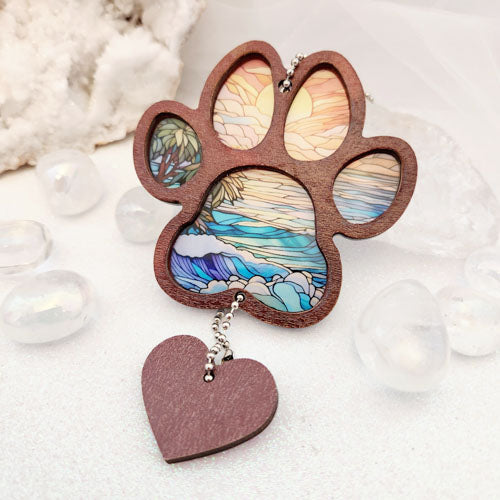 Dog Paw Print Memorial Hanging (assorted. approx. 12.5x8cm not incl. long chain)