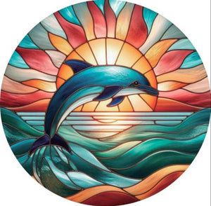 Dolphin Stained Glass Hanging