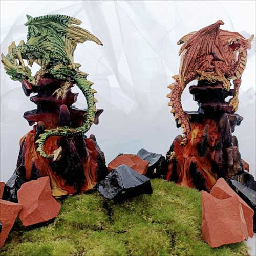 Dragon Perched on Volcano LED (assorted. approx. 16.5x9.9cm)