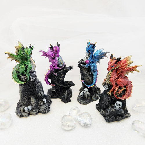 Dragon on Rune Stones w. Skulls (assorted designs. approx. 10-11cm tall)