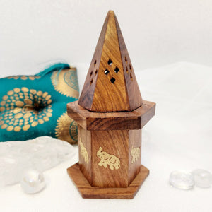 Elephant Incense Cone Burner | Sheesham Wood | Cones & Storage