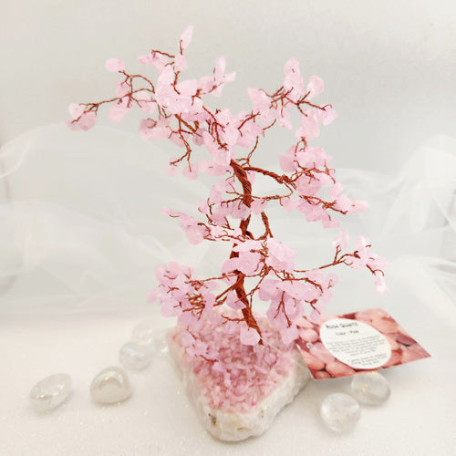 Enhanced Rose Quartz Crystal Tree with Quartz Base