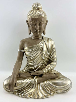 Brown & Silver Meditating Buddha (approx. 32x22.5cm)