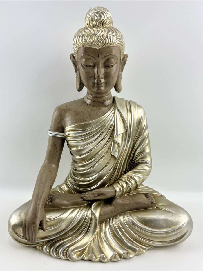 Brown & Silver Meditating Buddha (approx. 32x22.5cm)