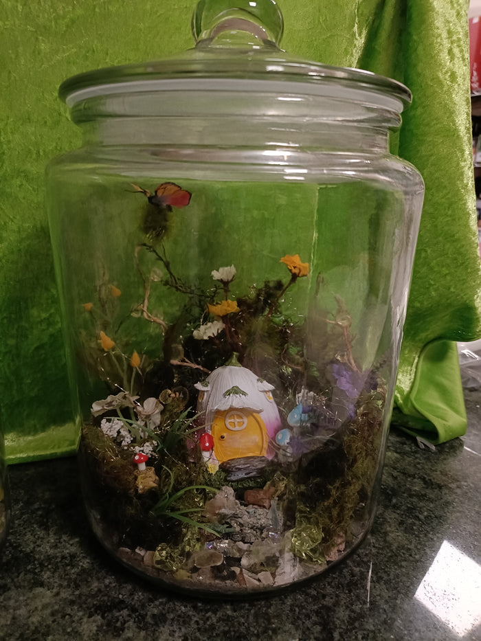 Gorgeous Fairy Garden in Large Jar with Lid (approx. 30x19cm)