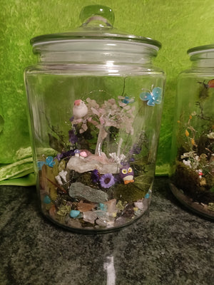 Gorgeous Fairy Garden in Large Jar with Lid (approx. 30x19cm)