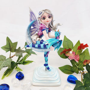 Fairy in Moon w. her Baby Dragon