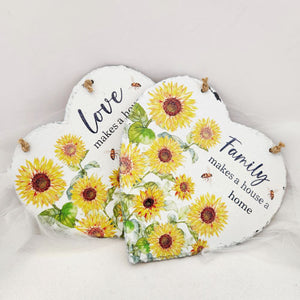 Family/Love Sunflower Slate Heart