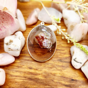 Fire Smoky Quartz Oval Pendant