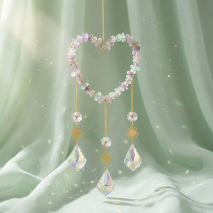 Fluorite Heart Sun | Prism Suncatcher | Window Hanging