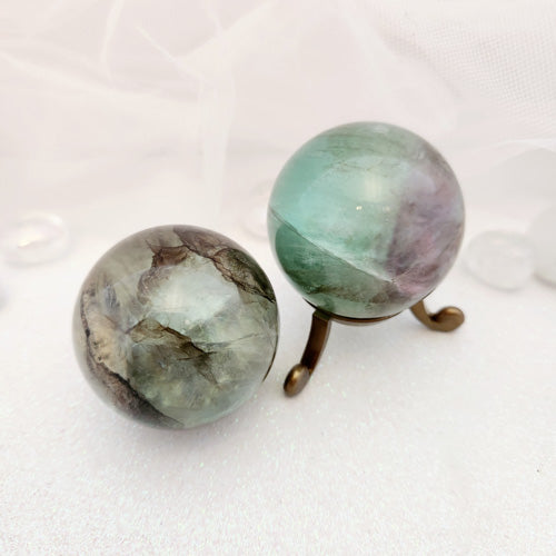 Fluorite Sphere w. Dendritic Chlorite Inclusions (assorted. approx. 4.5cm diameter)