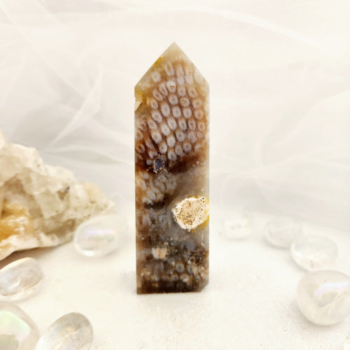 Fossilised Coral Obelisk (approx. 11x3.3cm)