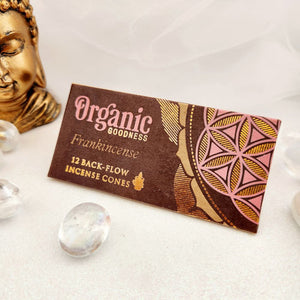 Frankincense Backflow Incense Cones (Organic Goodness. Pack of 12)
