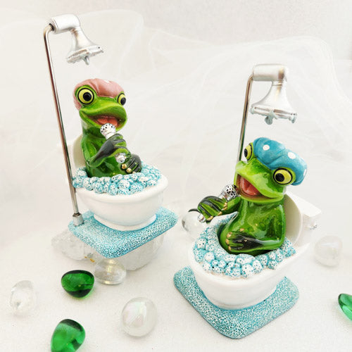 Frog Singing n. the Shower Loo (pink or blue cap. approx. 15x8.5cm)