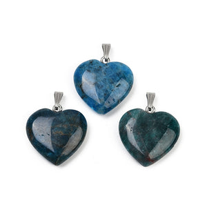 Blue Apatite Heart Pendant (assorted. stainless steel bail)