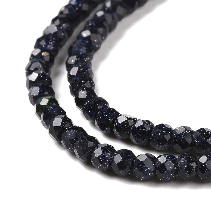 Blue Sandstone (man made) Faceted Bead Strand (approx. 160-163 x 3mm rondelle beads)