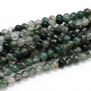 Moss Agate Bead Strand (assorted. approx. 46-48 round 8mm beads)