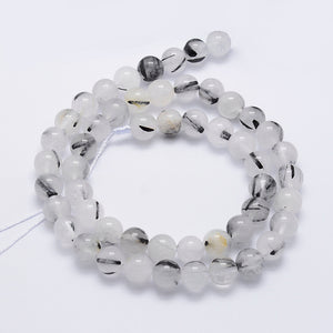 Tourmalinated Quartz Bead Strand (approx. 45-47 x 8mm round beads)