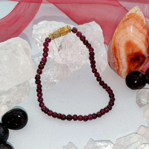 Garnet Bracelet (approx. 3mm beads. brass connector)