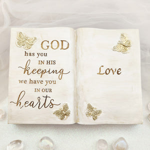 God Has You in His Keeping... Memorial Book Plaque