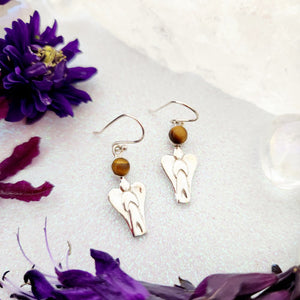 Gold Tiger's Eye Angel Earrings