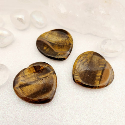 Gold Tiger's Eye Heart Worry Stone (assorted. approx. 4x4cm)