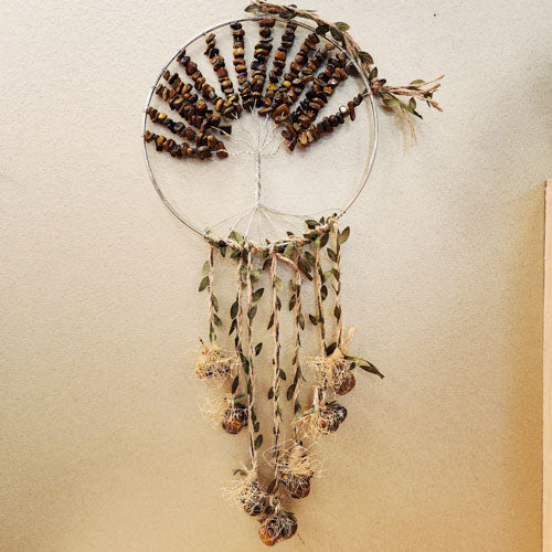 Gold Tiger's Eye Tree of Life Hanging  (approx. 65x20cm