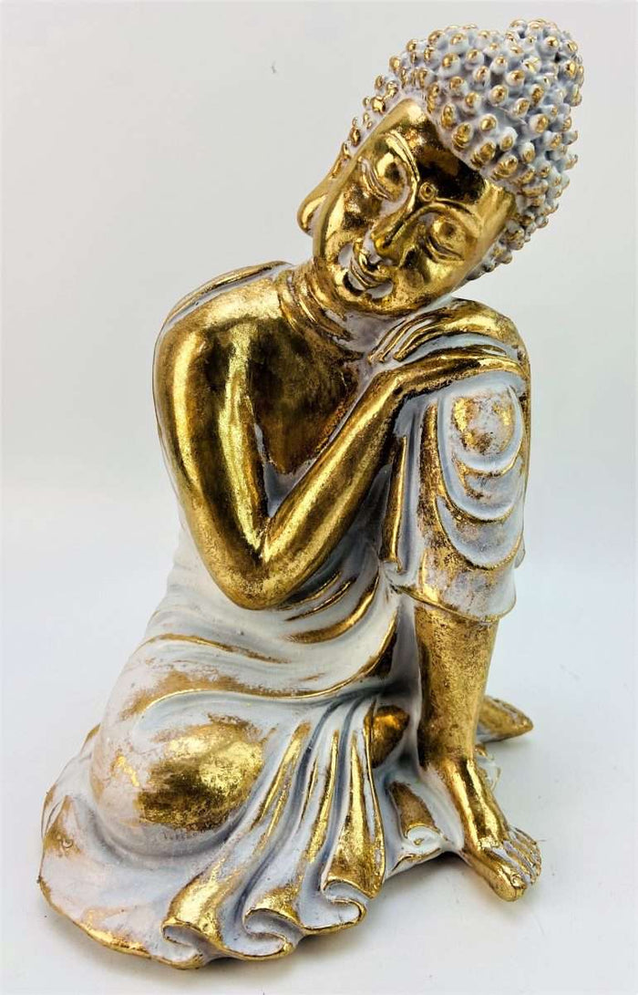 Gold & White Resting Buddha (approx. 19x14cm)