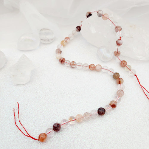 Golden Quartz aka Hematoid Quartz/Ferruginous Quartz Bead Strand (approx. 45 x 8mm round beads per strand)