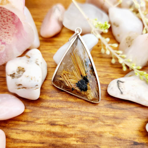 Golden Rutilated Quartz Pendant (sterling silver)