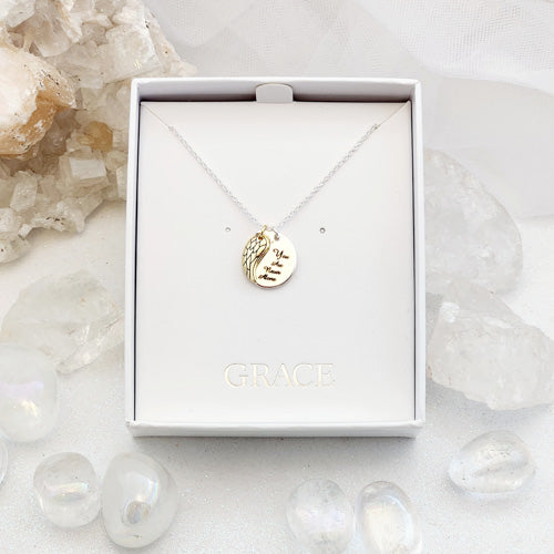 You Are Never Alone Angel Wing Pendant (gold & silver plated)